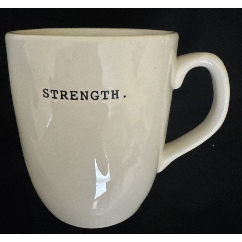 Rae Dunn Artisan by Magenta ‘STRENGTH’ Coffee Mug Cup White Strength New W Tag